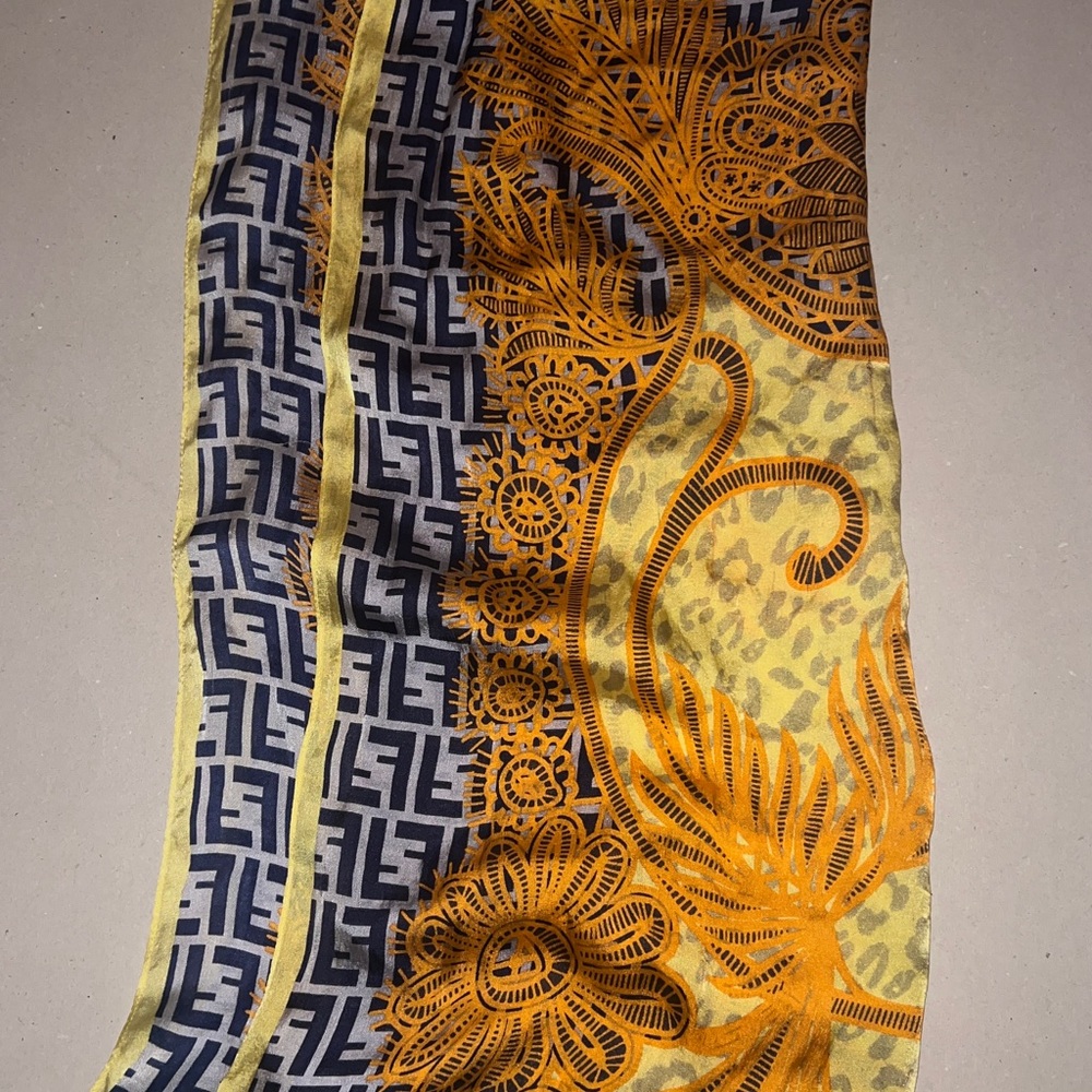 Vintage Fendi Scarf XL swim cover up or head scarf fendi logo some small flaws